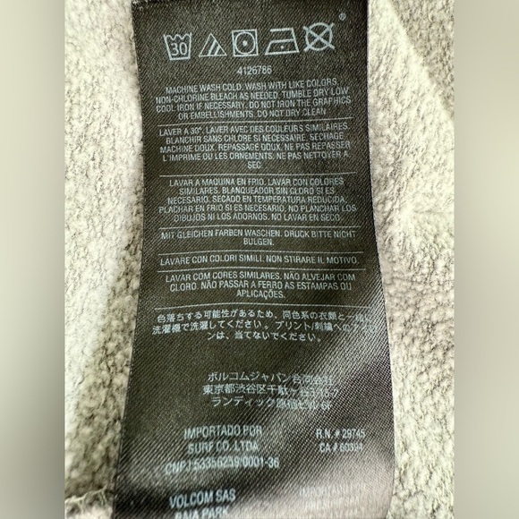 Volcom Gray Pullover Hoodie Men’s Medium – Logo Patch, Kangaroo Pocket - Picture 10 of 13